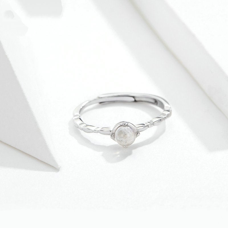 Bague Pierre de Lune en argent 925 plaqué or blanc ajustable - Photo 4