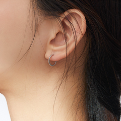 Boucles d’Oreilles Créoles Tressées en argent 925 plaqué or blanc - Photo 2