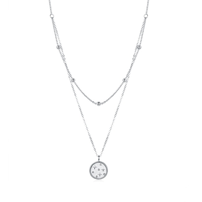 Collier Étoiles en argent 925 plaqué or blanc ajustable