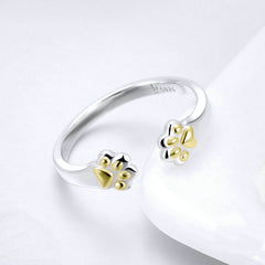 Bague Pattes de Chat en argent 925 plaqué or blanc ajustable - Photo 4
