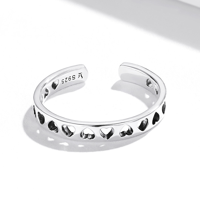 Bague Petits Coeurs en argent 925 plaqué or blanc ajustable - Photo 3