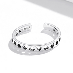 Bague Petits Coeurs en argent 925 plaqué or blanc ajustable - Photo 3