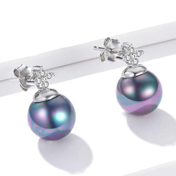 Boucles d'Oreilles Perles Noires - Image 4