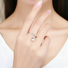 Bague avec Perle en argent 925 plaqué or blanc ajustable - Photo 2