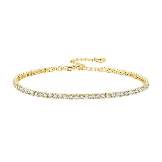 Bracelet Tennis en acier inoxydable plaqué or rose avec zircons blancs - Photo 4