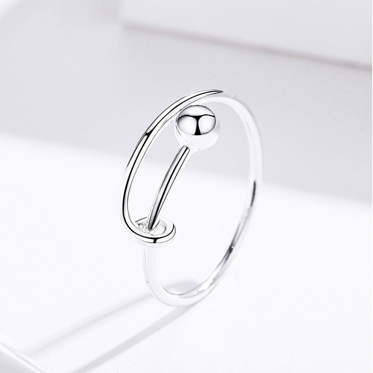 Bague Sphère en argent 925 plaqué or blanc ajustable - Photo 3