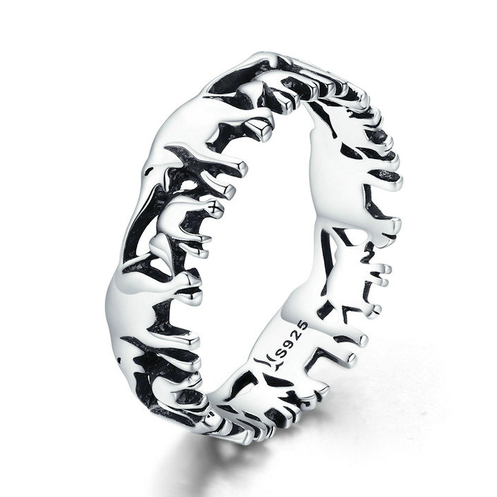 Bague Éléphants en argent 925 plaqué or blanc - Photo 5