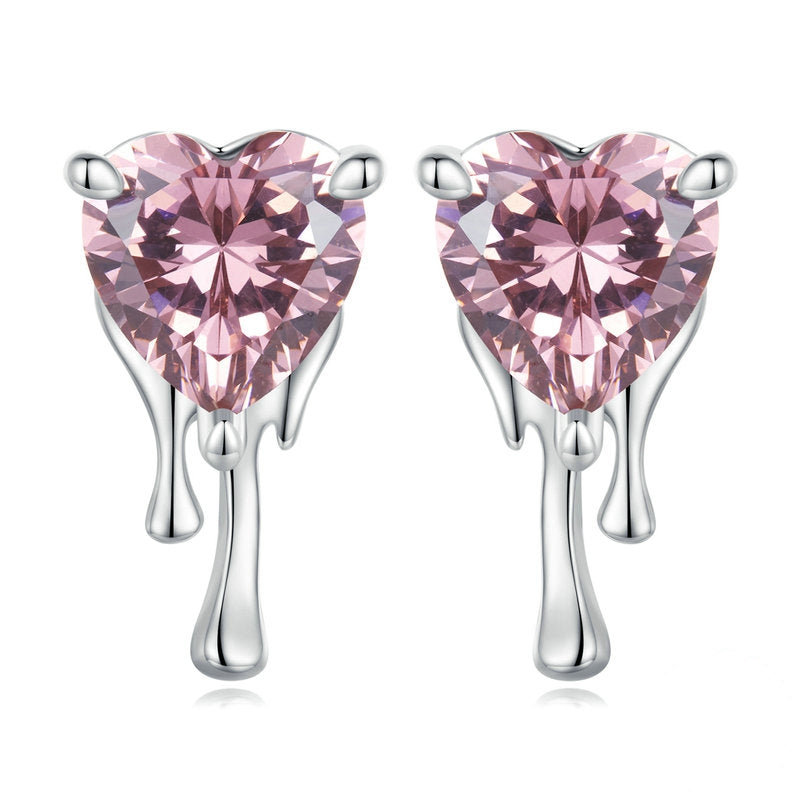 Boucles d'Oreilles Coeurs Roses