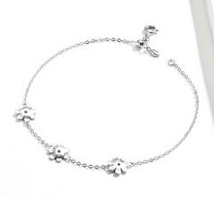 Bracelet Marguerites en argent 925 plaqué or blanc ajustable - Photo 4