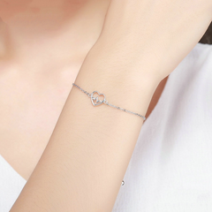 Bracelet Coeur ECG en argent 925 plaqué or blanc ajustable - Photo 2