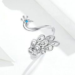 Bague Paon en argent 925 plaqué or blanc ajustable - Photo 4