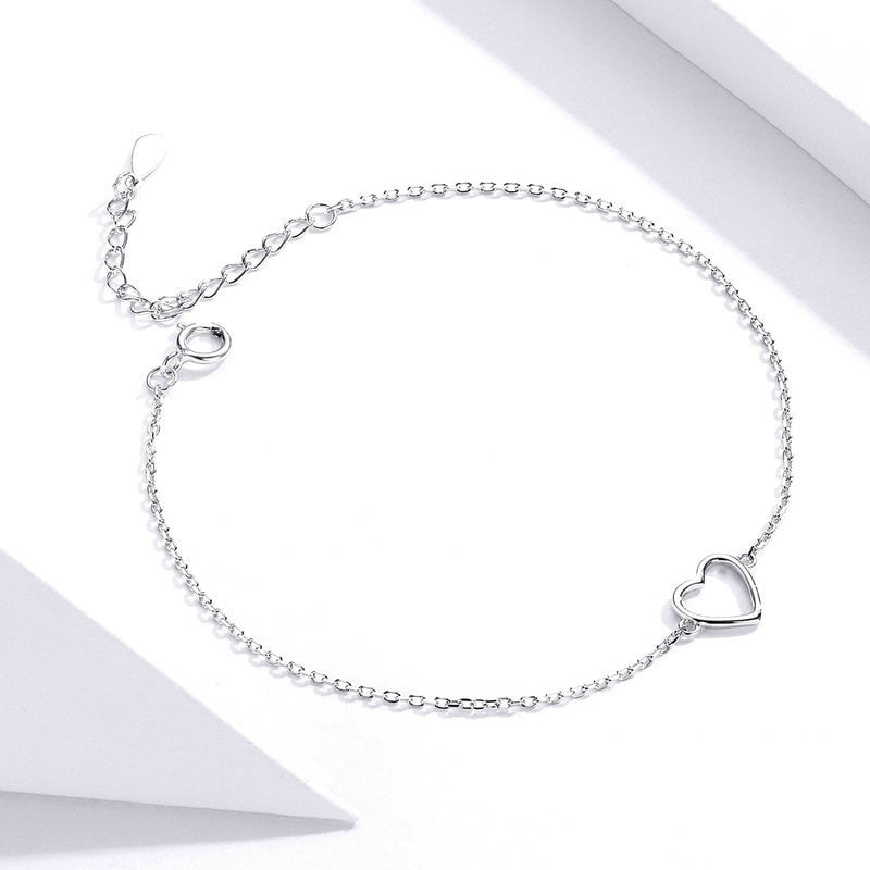 Bracelet Coeur en argent 925 plaqué or blanc ajustable - Photo 4