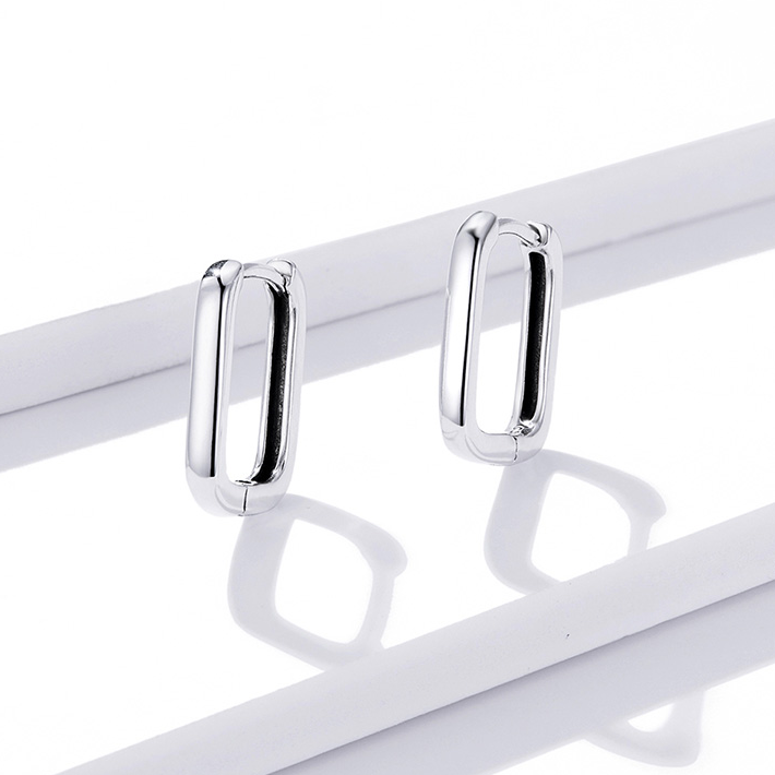 Boucles d'Oreilles Créoles Rectangles - Image 3