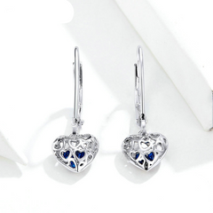 Boucles d’Oreilles Pendentif Coeurs en argent 925 plaqué or blanc - Photo 4