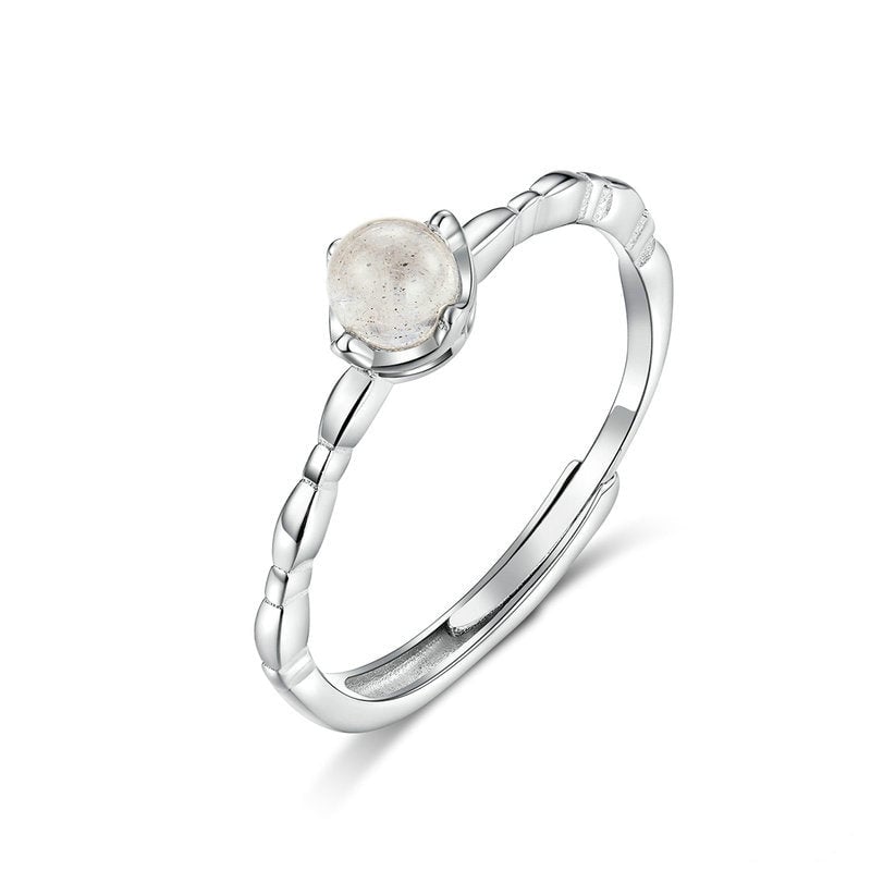 Bague Pierre de Lune en argent 925 plaqué or blanc ajustable