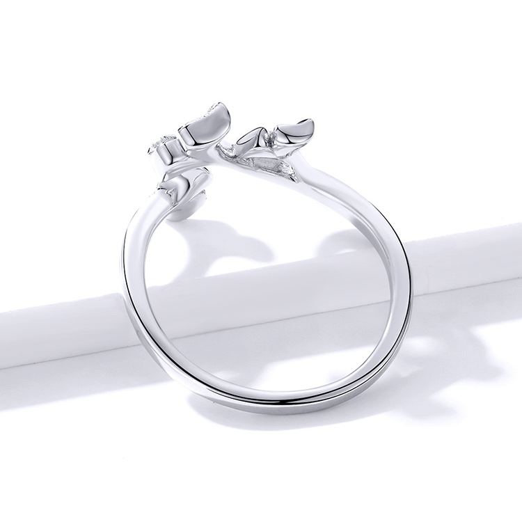 Bague Feuilles de Ginkgo en argent 925 plaqué or blanc ajustable - Photo 5