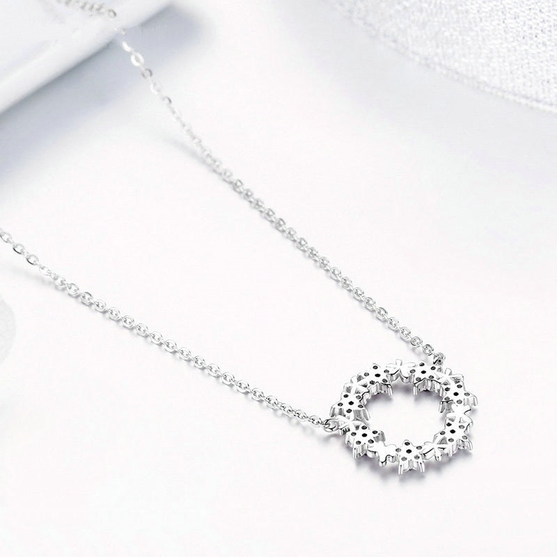 Collier Bouquet de Fleurs en argent 925 plaqué or blanc ajustable avec zircons blancs - Photo 3