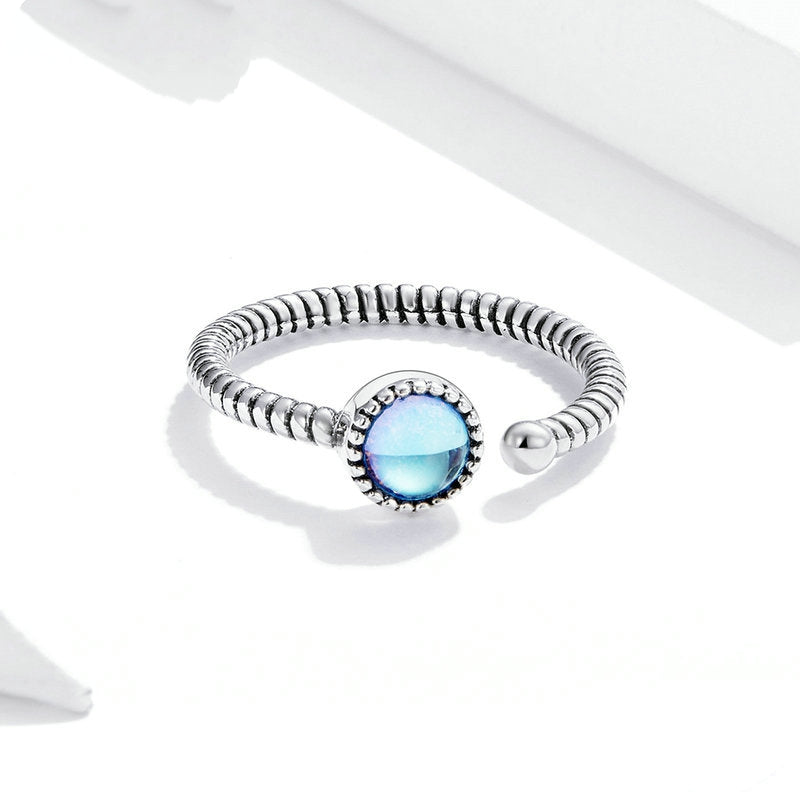 Bague Pierre de Lune en argent 925 plaqué or blanc ajustable avec pierre de lune - Photo 3