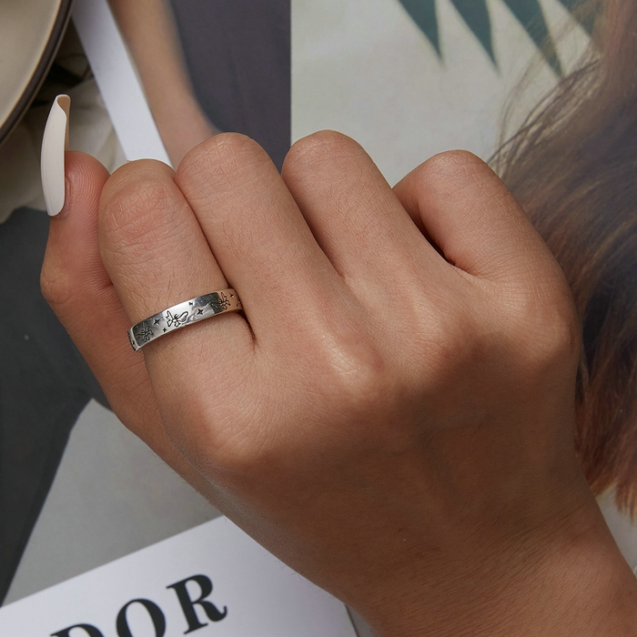 Bague Papillons en argent 925 plaqué or blanc ajustable - Photo 5
