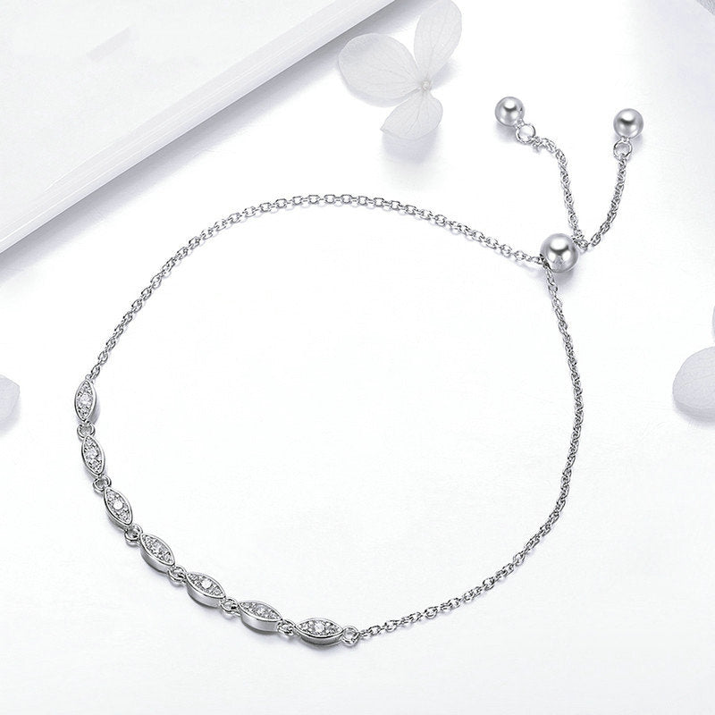 Bracelet Yeux Pétillants en argent 925 plaqué or blanc ajustable avec zircons blancs - Photo 3