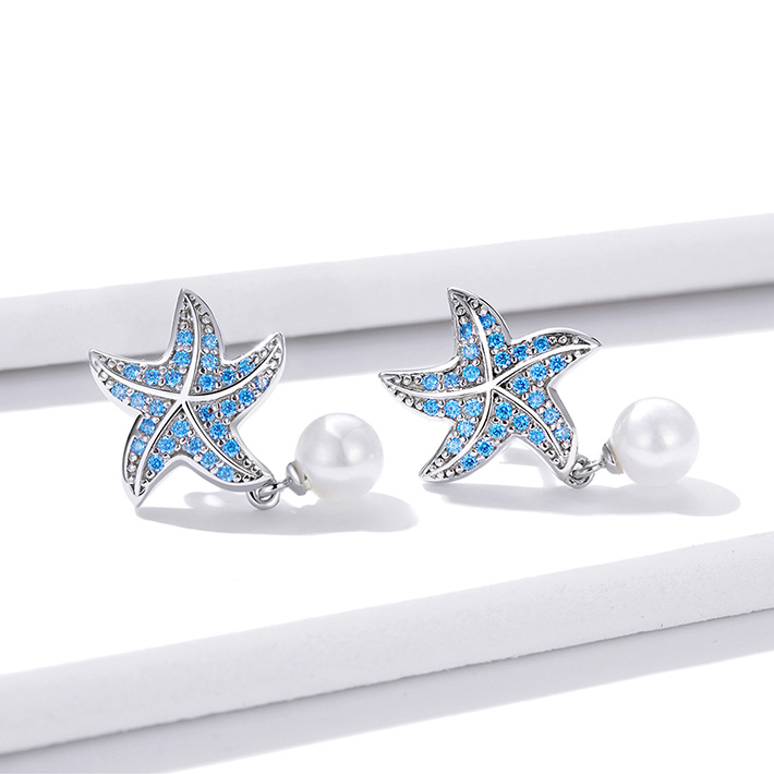 Boucles d'Oreilles Étoile de Mer avec Perles - Image 4
