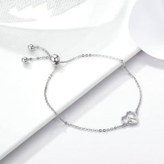 Bracelet Coeur ECG en argent 925 plaqué or blanc ajustable - Photo 3