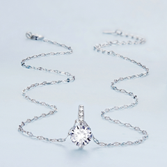 Collier Point Lumineux en argent 925 plaqué or blanc ajustable avec zircons blancs - Photo 3