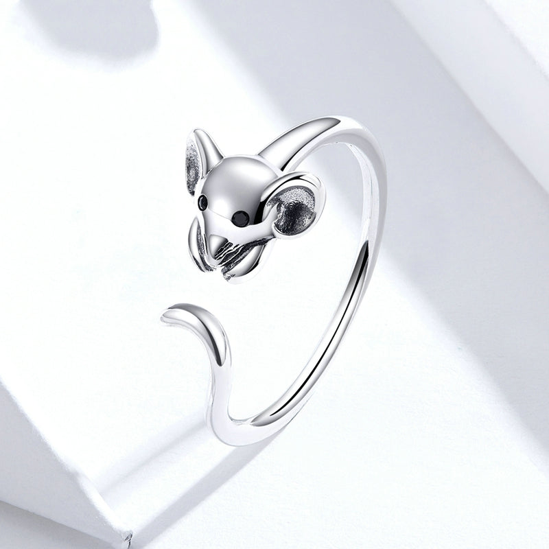 Bague Souris en argent 925 plaqué or blanc ajustable - Photo 4