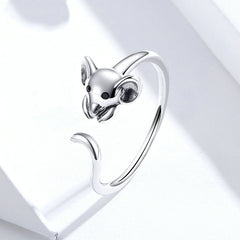 Bague Souris en argent 925 plaqué or blanc ajustable - Photo 4