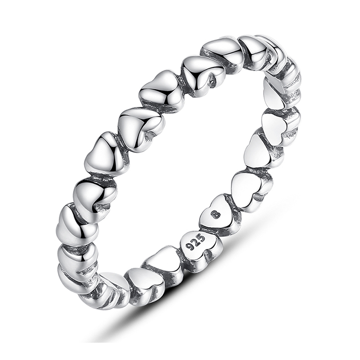 Bague Petits Coeurs en argent 925 plaqué or blanc