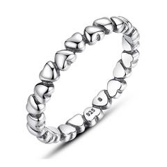 Bague Petits Coeurs en argent 925 plaqué or blanc - Photo 4
