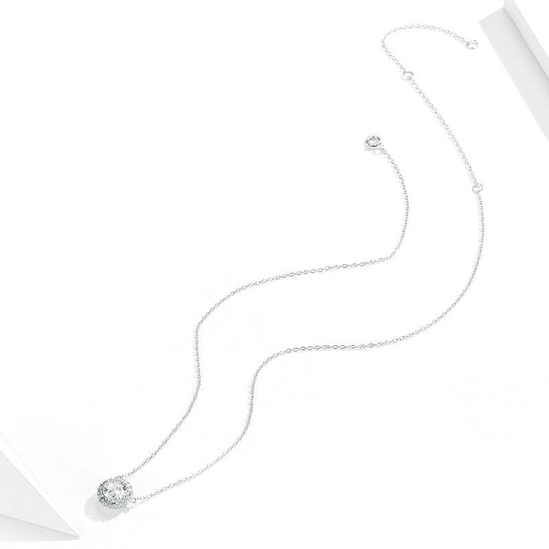 Collier Point Lumineux en argent 925 plaqué or blanc ajustable avec zircons blancs - Photo 6