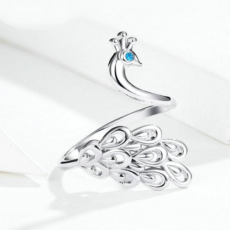 Bague Paon en argent 925 plaqué or blanc ajustable - Photo 3