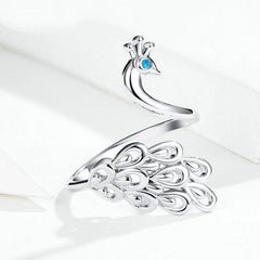Bague Paon en argent 925 plaqué or blanc ajustable - Photo 3