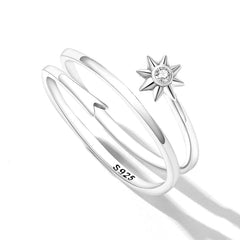 Bague Comète en argent 925 plaqué or blanc ajustable avec zircon blanc - Photo 3