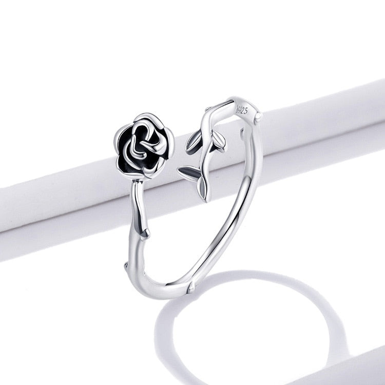 Bague Rose en argent 925 plaqué or blanc ajustable - Photo 3