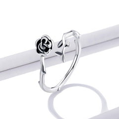 Bague Rose en argent 925 plaqué or blanc ajustable - Photo 3