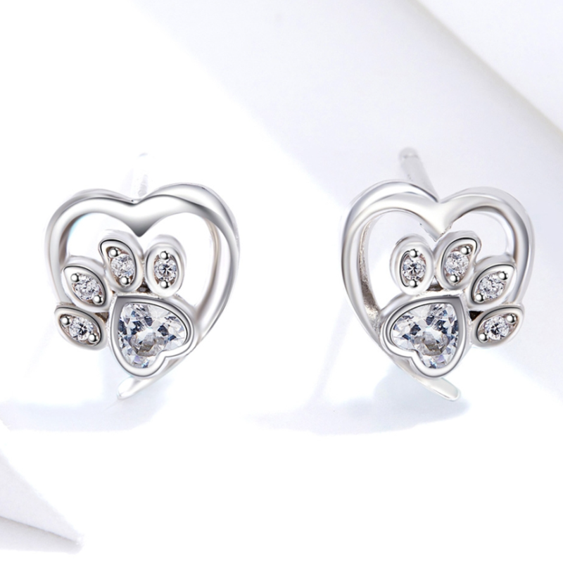 Boucles d'Oreilles Coeur avec Patte - Image 3