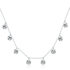 Collier Points Lumineux en argent 925 plaqué or blanc avec zircons blancs