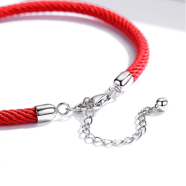 Bracelet Cordon Rouge de style marin avec fermoir réglable en argent 925 - Photo 3