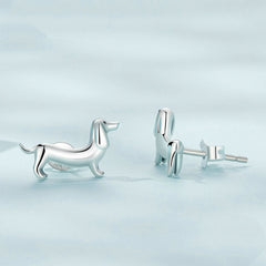 Boucles d’Oreilles Chien Teckel Puces en Argent Sterling 925 plaqué or rose - Photo 4