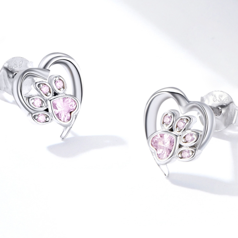 Boucles d'Oreilles Coeur avec Patte - Image 3