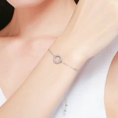 Bracelet Cercle Lumineux en argent 925 plaqué or blanc ajustable avec zircons blancs - Photo 2
