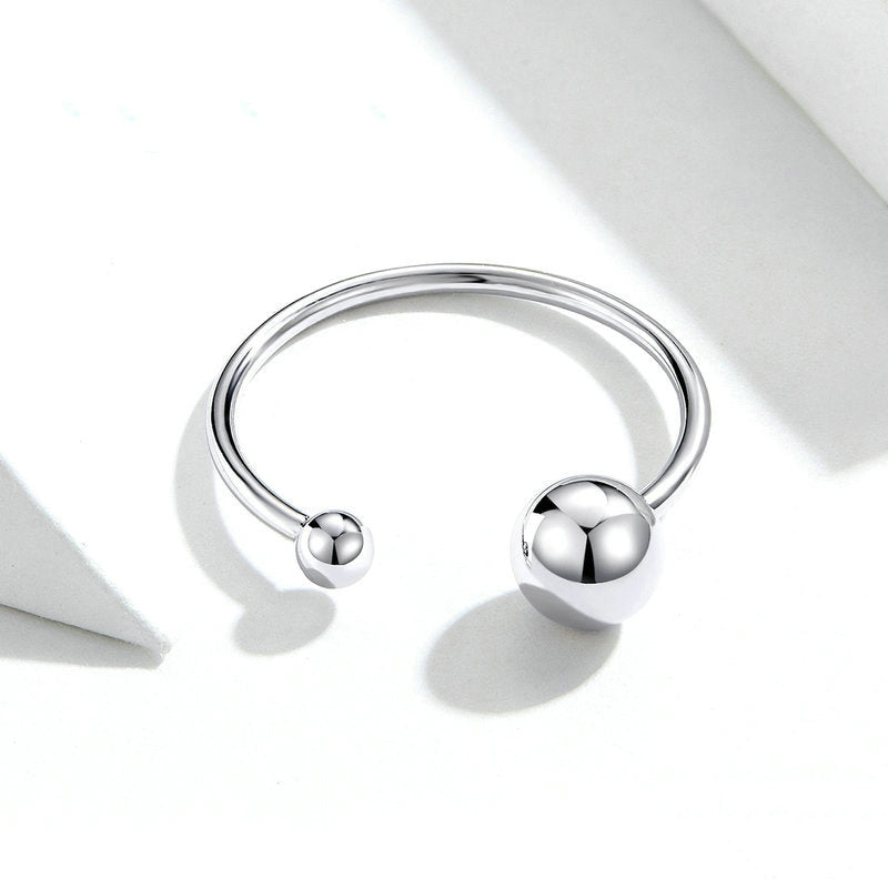 Bague Sphère en argent 925 plaqué or blanc ajustable - Photo 4