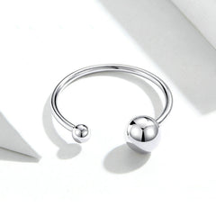 Bague Sphère en argent 925 plaqué or blanc ajustable - Photo 4