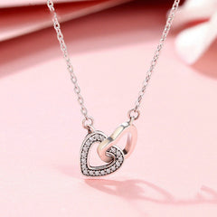 Collier Deux Coeurs en argent 925 plaqué or blanc ajustable avec zircons blancs - Photo 3