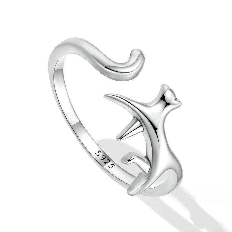 Bague Chat qui Marche en argent 925 plaqué or blanc ajustable - Photo 5