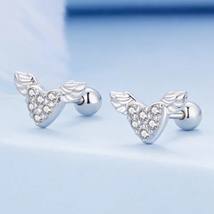 Boucles d'Oreilles Coeurs Ailés - Image 3