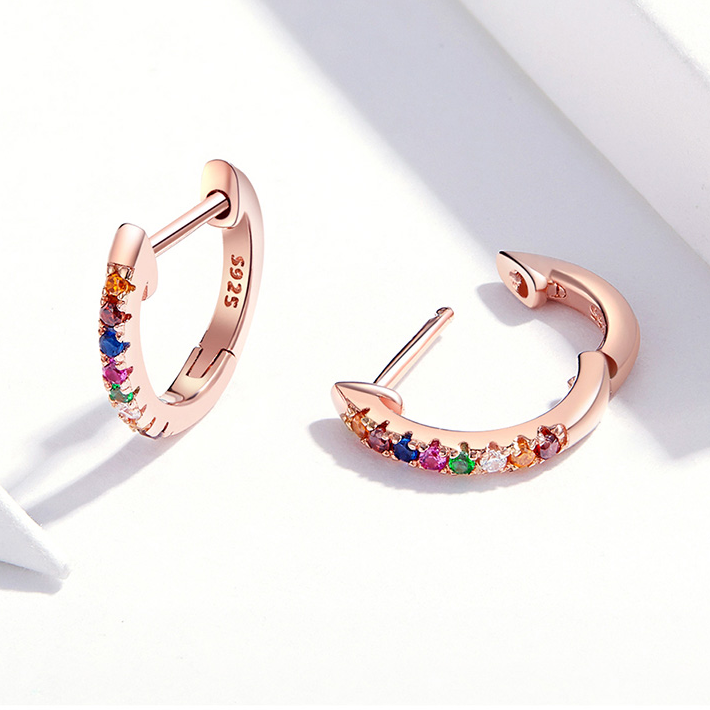 Boucles d'Oreilles Créoles Arc-en-ciel - Image 4