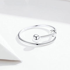 Bague Sphère en argent 925 plaqué or blanc ajustable - Photo 4